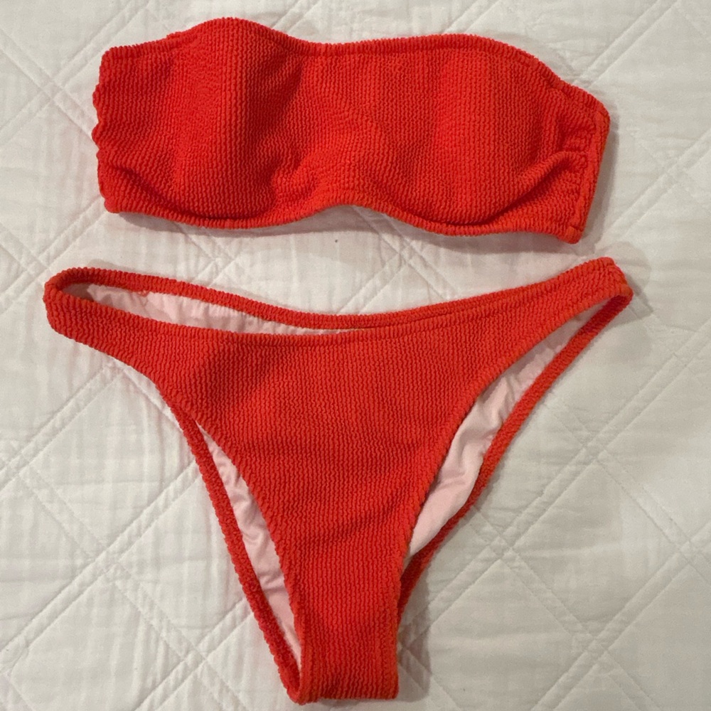 Target. Women’s medium, red strapless bikini.